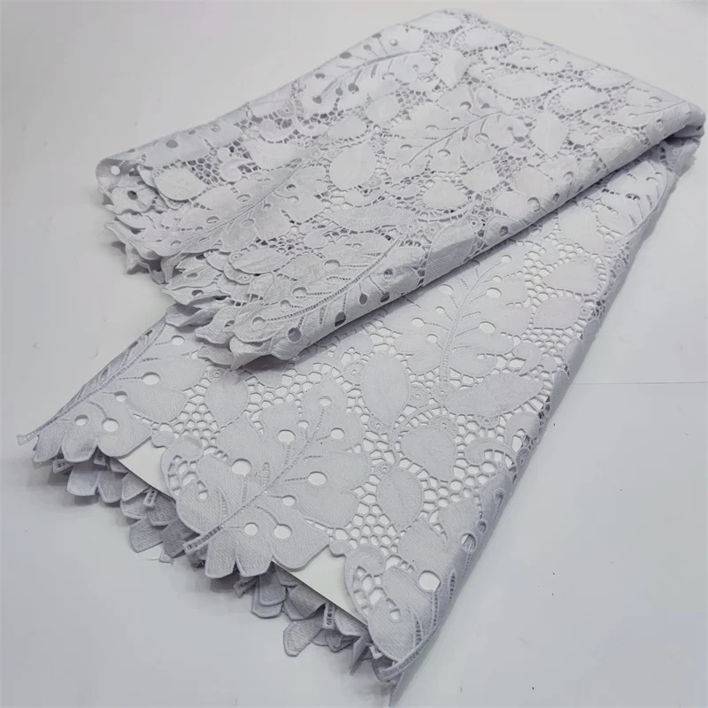 

Чистый белый гипюровый шнур, новейшая Водорастворимая африканская кружевная ткань, высококачественные вышитые кружева из молочного шелка ...