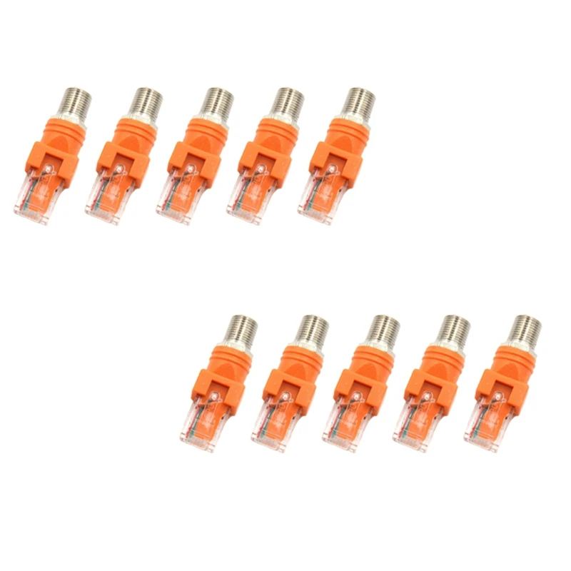 

10 Pcs F-Type Connector RJ45 To RF Connector RF Female To RJ45 Male Coaxial Barrel Coupler Adapter Coax Adapter