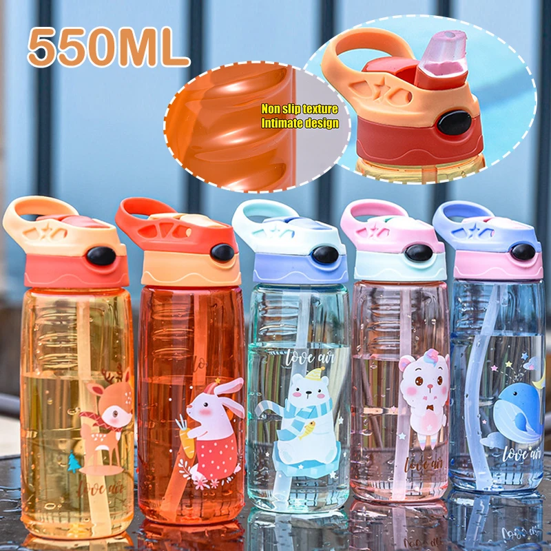 

550ML Water Bottles with Straws Leakproof Drinkware PC Plastic Drop-proof Sports Drink Bottle Outdoor Gym Fitness Water Cup