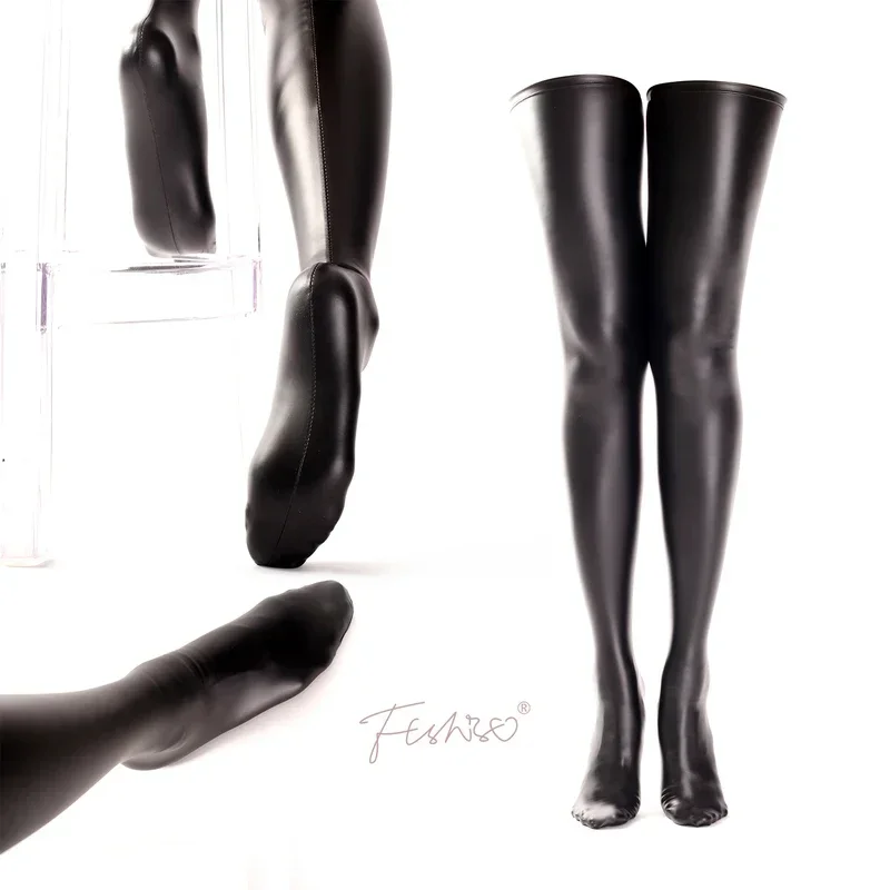 Ftshist сексуальные чулки выше колена с мокрым эффектом высокоэластичные матовые