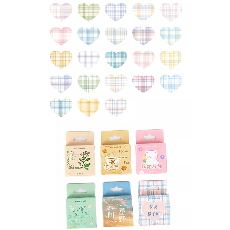 

40Packs Wholesale Mini Box stickers Decorative Dreamplaid Heart Exquisite handmade diy Account pink Material Scrapbook 4CM