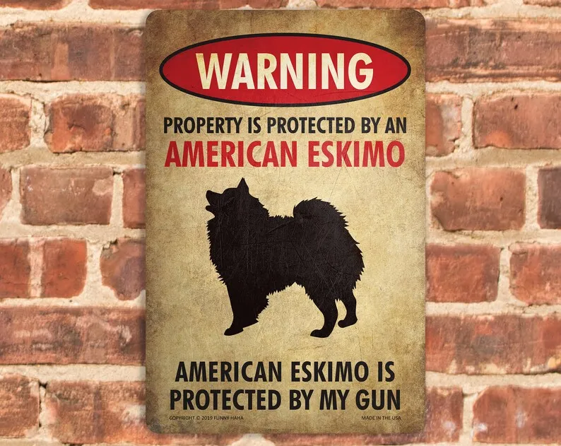 

Деревянный внешний вид под заказ, металлическая планка, значок «Остерегайтесь собаки», американский Эскимос, забавный металлический знак