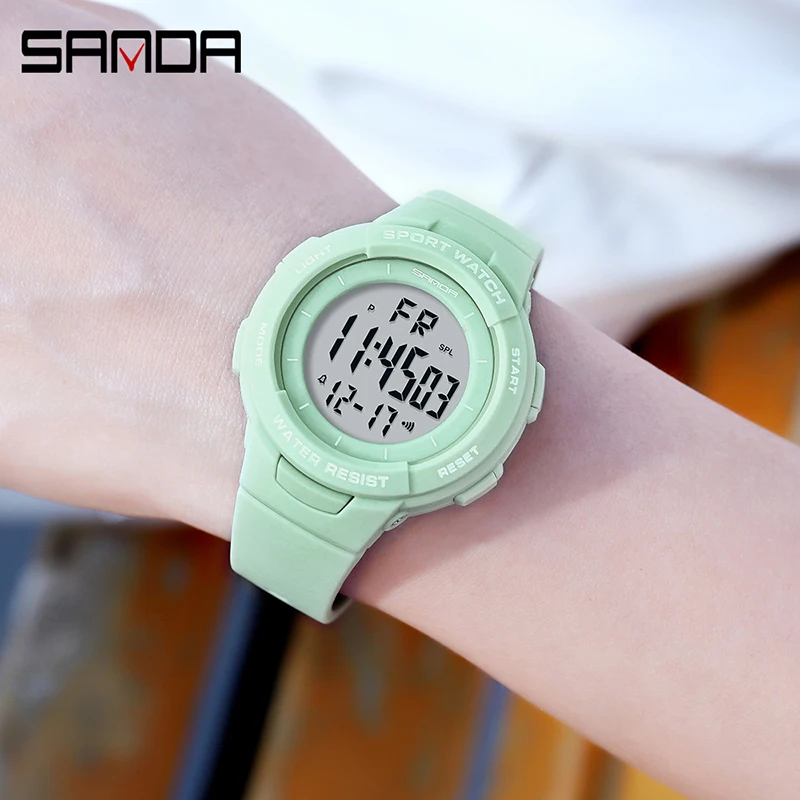 SANDA New Womens Digital Watch Simple Sports Wrist Womens Luminous Waterproof Electronic Watch Women Clock 50M Reloj Mujer 6006 enlarge