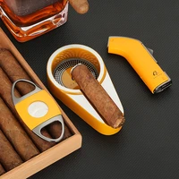 galiner butane gas torch lighter metal cigar cutter guillotine portable 1 slot cigar ashtray home using table cigar lighters