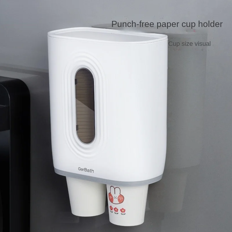 

Wall Mounted Automatic Cup Storage Rack Paper Cups Dispenser Disposable Pull Type Plastic Cup Holder Dust-proof Cups Container