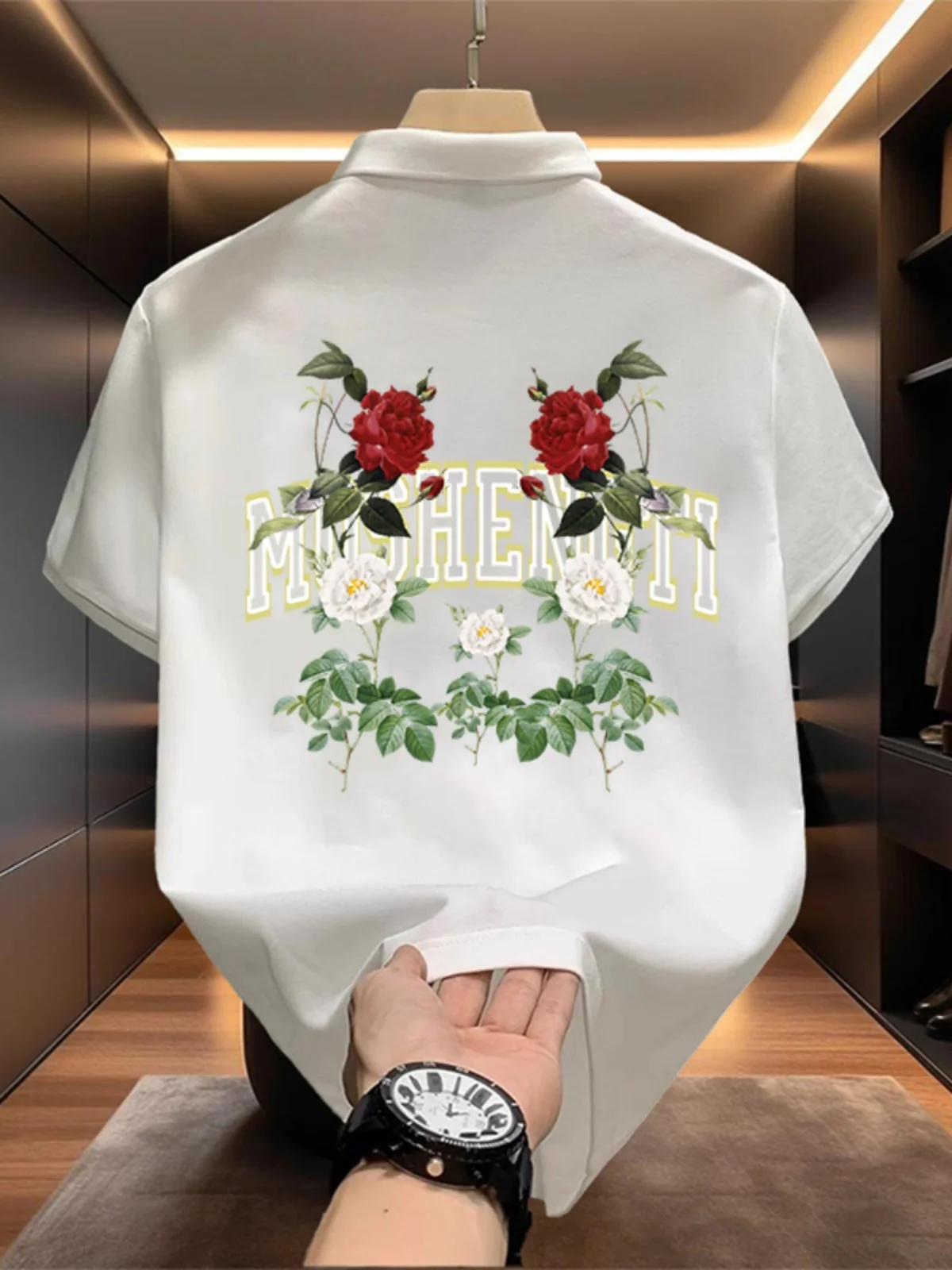 Business Lapel Polo Shirt Short sleeve 2024 Summer Fashion Brand New Print Men's T-shirt Casual Half Sleeve Top