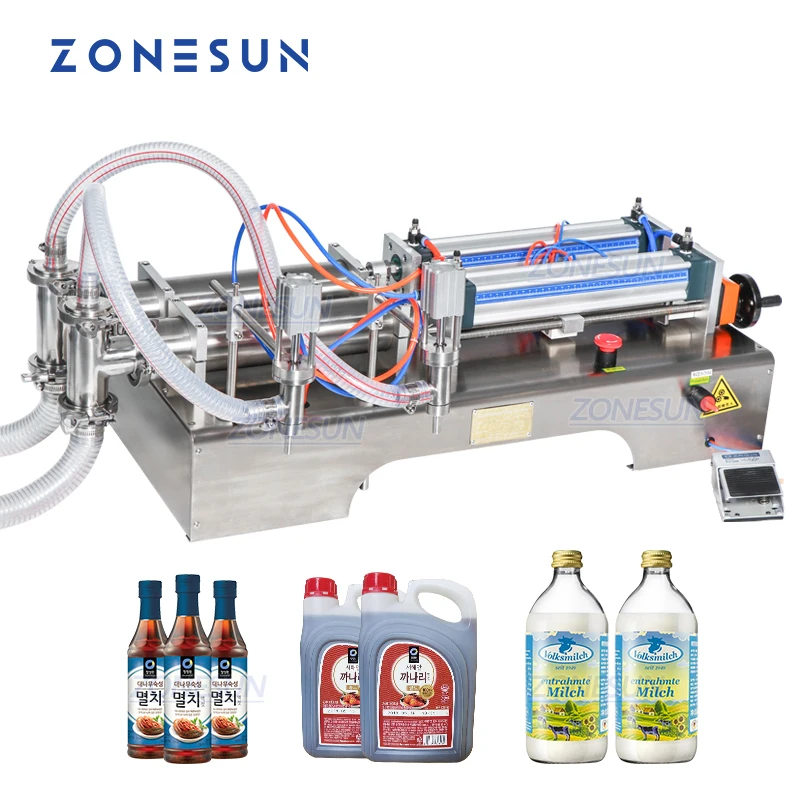 ZONESUN 2 сопла полностью пневматическая поршневая машина для розлива жидкости