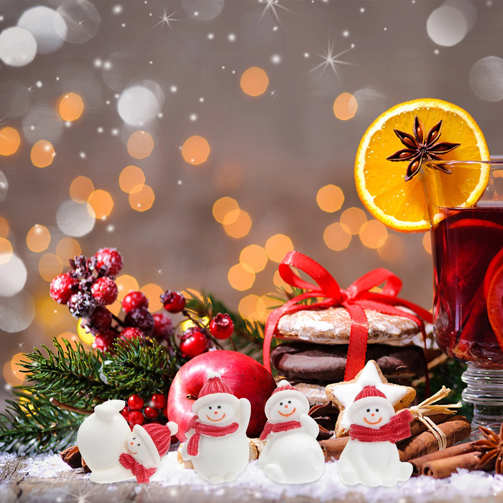 4 шт. фигурки снеговика миниатюрный пейзажный аксессуар смола декор настольные