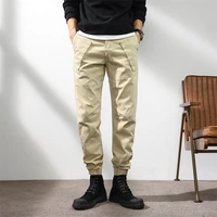 spring mens clothing straight casual pant summer cotton wild loose sports male overalls zipper mid rise street oversize trousers