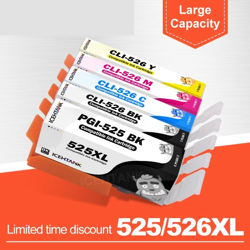 

NEW PGI525 PGI 525 CLI-526 PGI-525 PGI-525XL Ink Cartridges For Canon Pixma MG-5150 MG-5250 MG-5350 MG-6150 Printer
