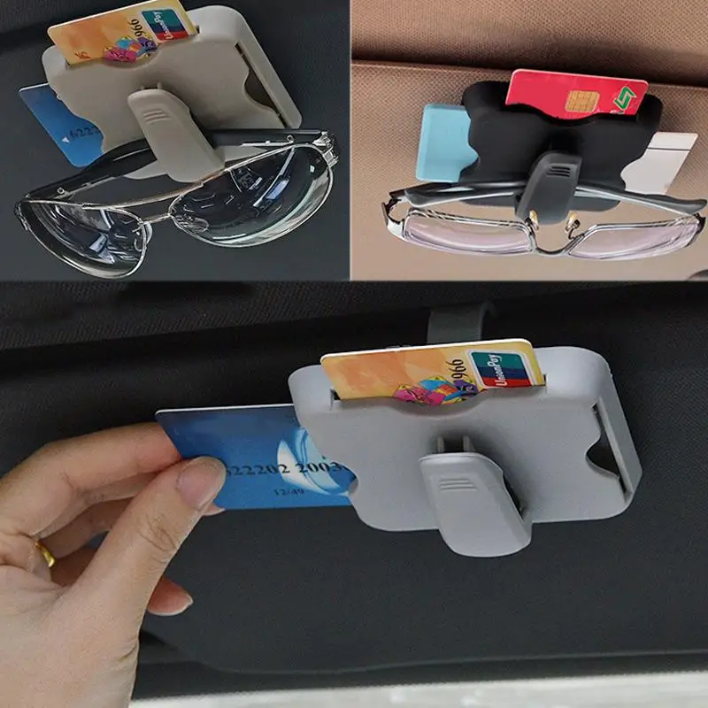 

Car Sunglasses Clips Box Organizer Case Sun Visor Sunshade Bag Card Holder Interior Car Accessories