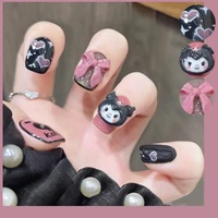 kawaii sanrio mymelody kuromi cinnamoroll girls nail patch fake nail patch cute cartoon detachable nail pieces nail jewelry