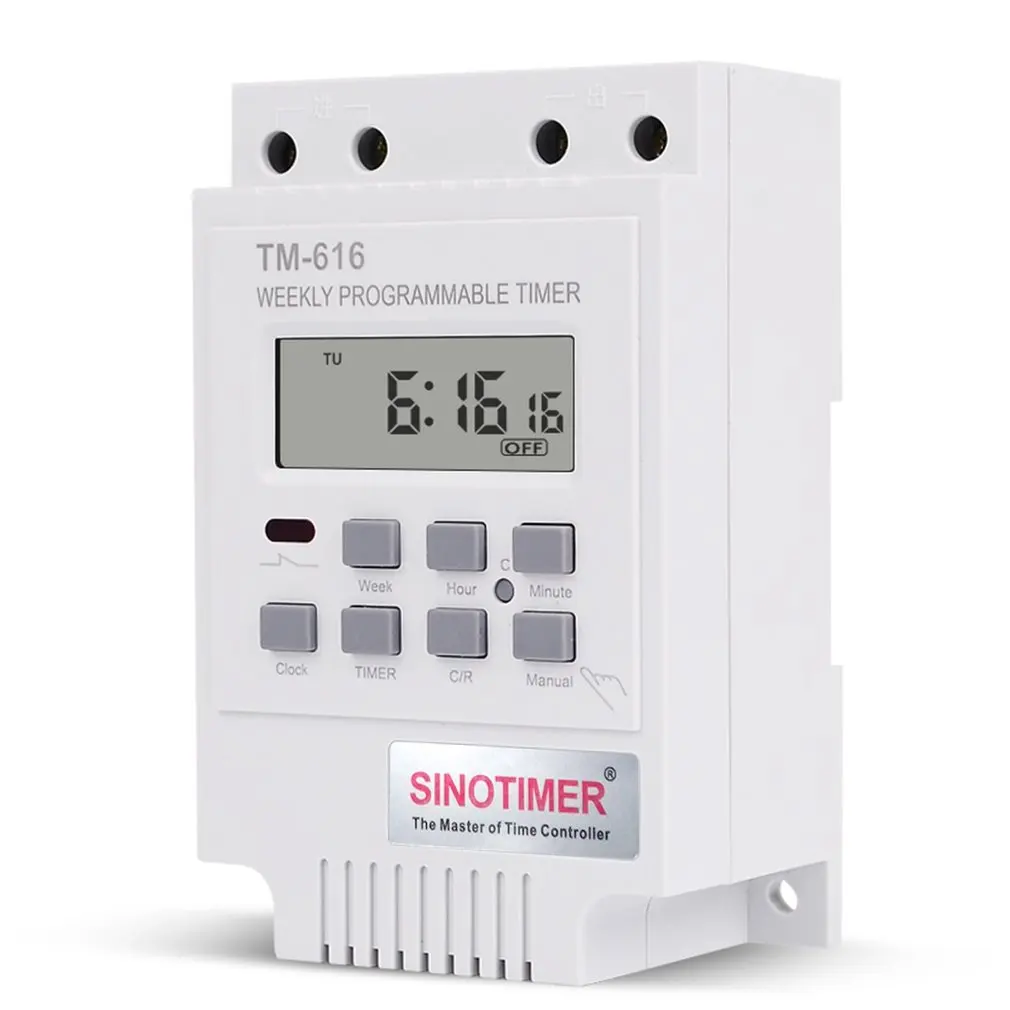 

SINOTIMER TM616B-2 30A 220V Electronic Weekly Programmable Digital TIME SWITCH Relay Timer Control Timer Din Rail Mount