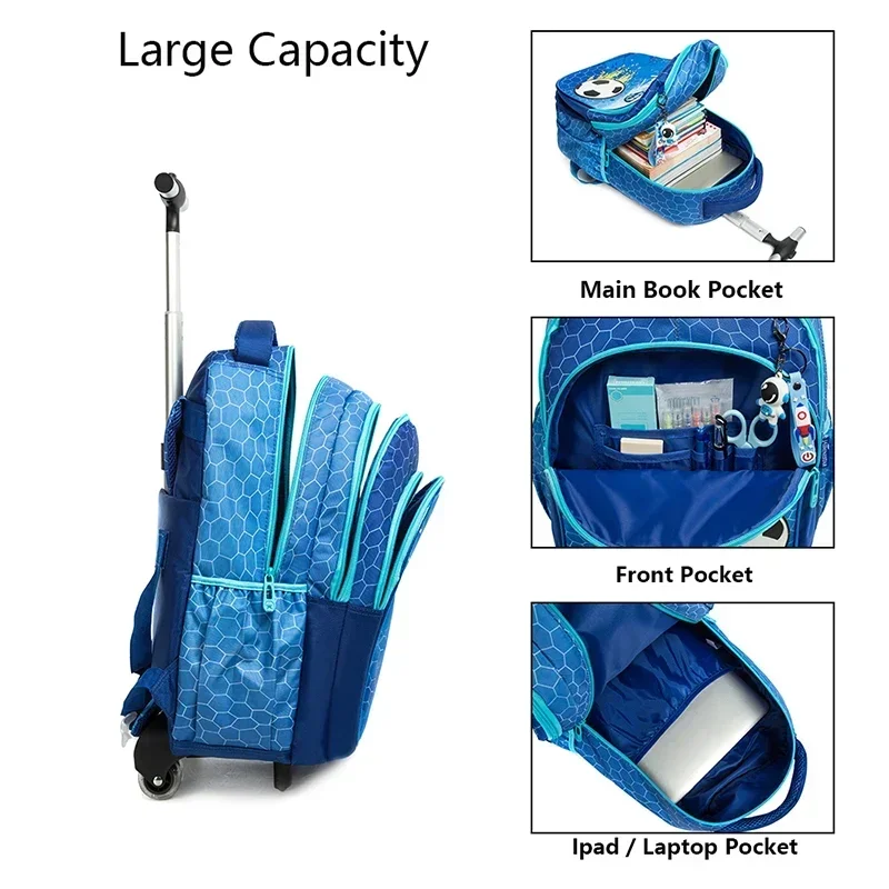dziecięcy plecak szkolny dla dzieci tornister na kółkach chłopców szkolna torba koła bagaż podróżny zestaw wózków