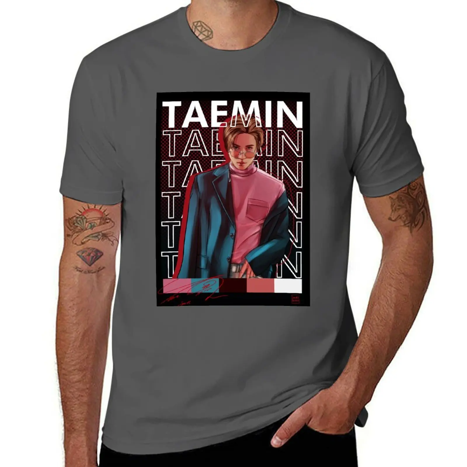 Фото Футболка с принтом LEE TAEMIN POSTER, уличная одежда, футболка с принтом №1