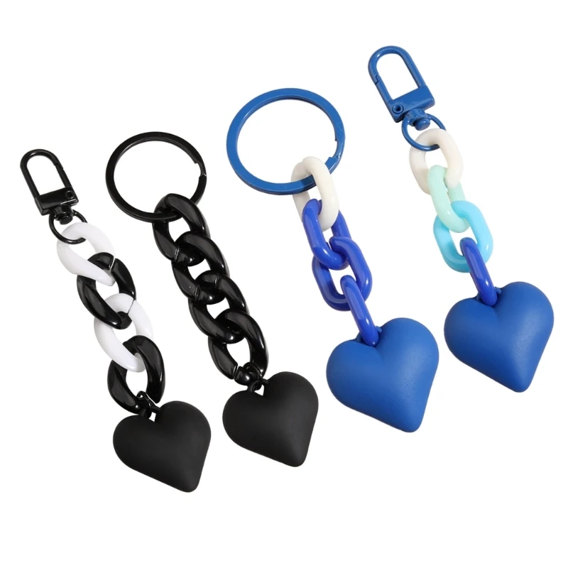 

Handmade Heart Keychain Plastic Link Chain Rings for Women Girls Handbag Pendant Accessories Car Keys Jewelry Gifts