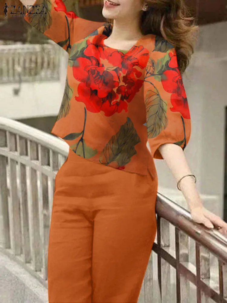 Женский дневной костюм ZANZEA богемный спортивный комплект из двух предметов