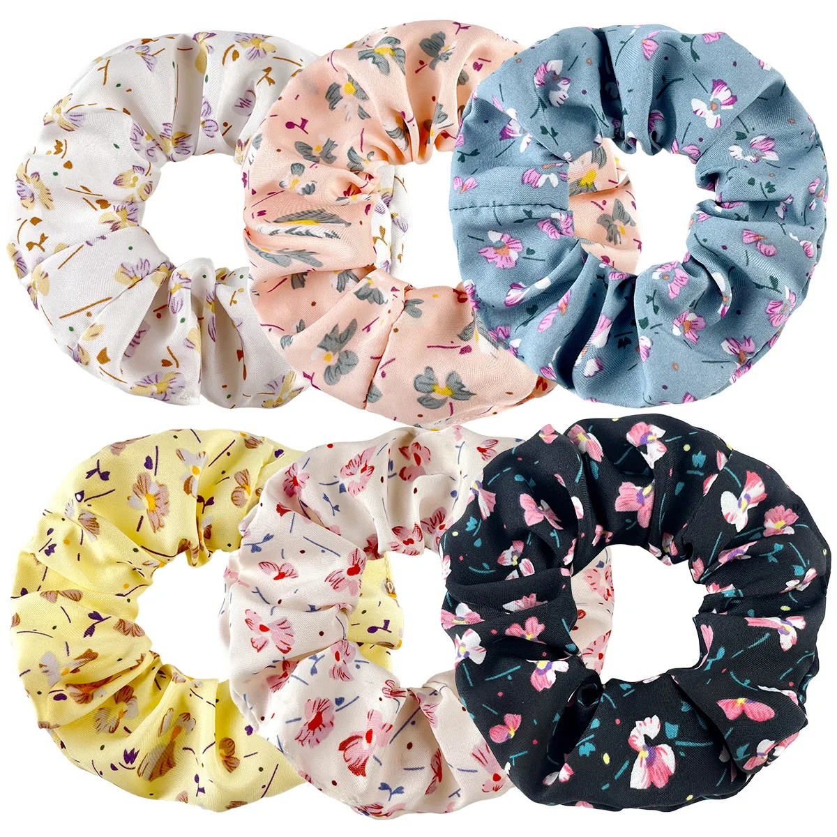 

Vintage Flower Printed Scrunchies Elastic Hair Ties Rope Sweet Cute Ponytail Floral Hair Rope Hair Accessories