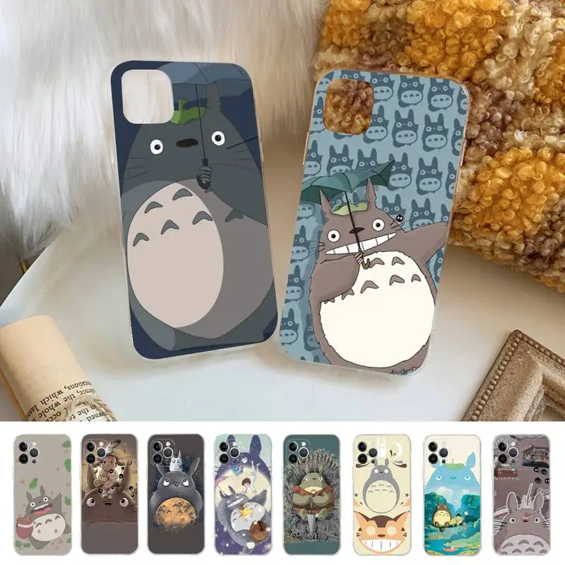 

Cartoon Anime Totoro Phone Case Silicone Soft for iphone 14 13 12 11 Pro Mini XS MAX 8 7 6 Plus X XS XR Cover