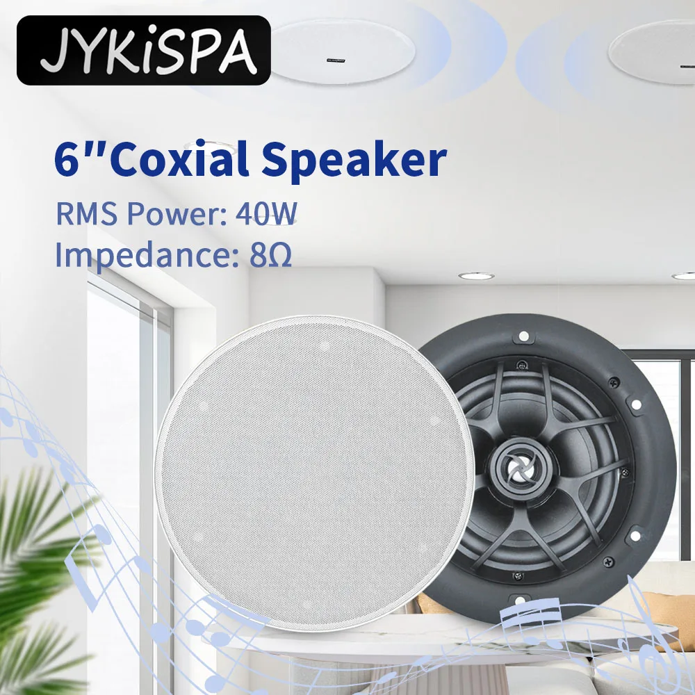 6 Inch 40W Outdoor Waterproof Ceiling Speakers  Household Bathroom  Boat  Full Frequency Audio Speakers High Sensitivity Radio