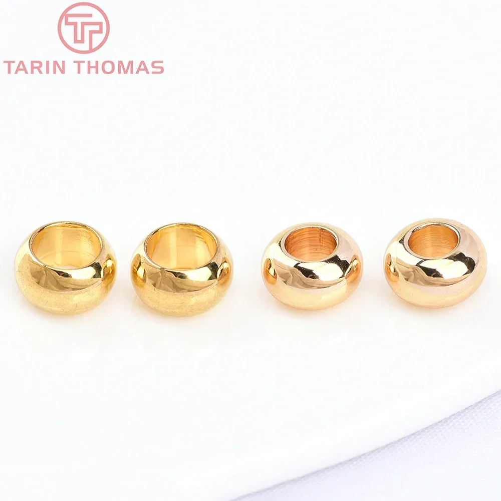 (2914) 20 шт. 6x3 мм 5 24 К золотого цвета латунные круглые бусины с большим отверстием