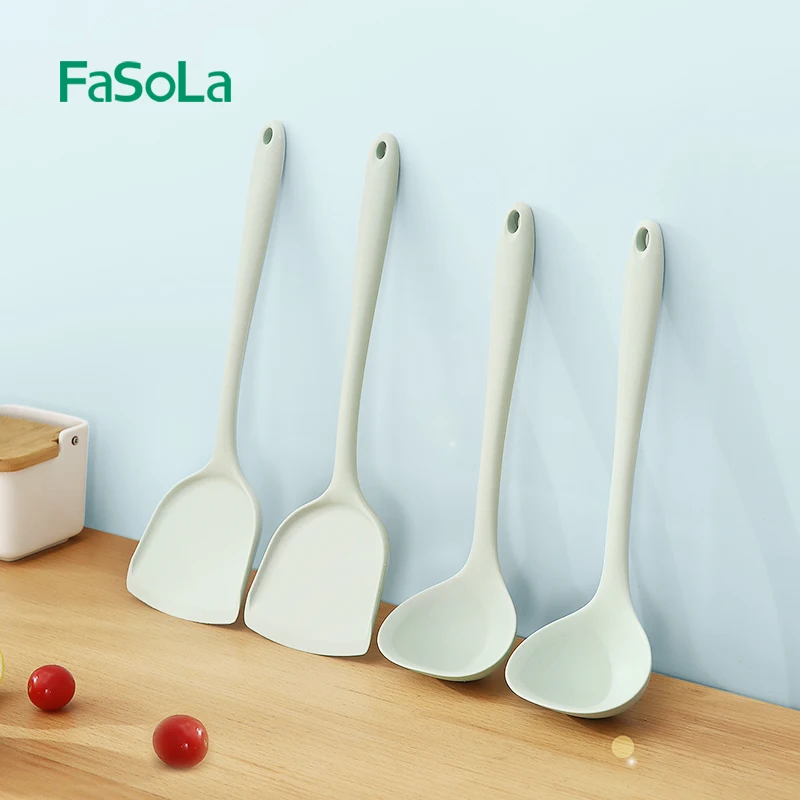 

FaSoLa Silicone Cooking Utensils Set Non-Stick Heat Resistant Nonstick Spatulas Spoon Ladle Kitchen Gadgets Cookware Tools
