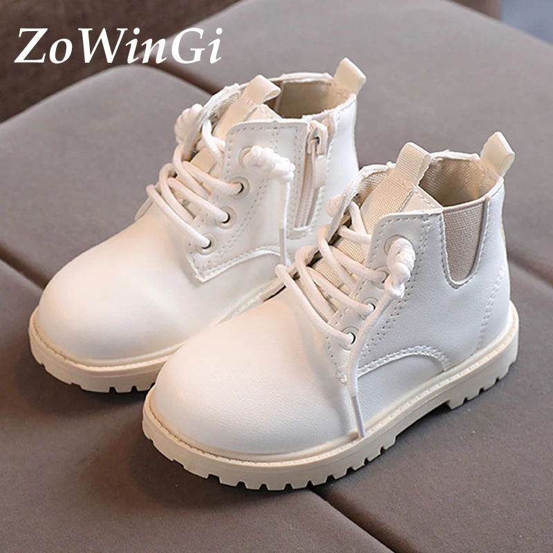 

Size 21-30 Children Martin Boots Side Zipper Children Casual Shoes botas femininas PU Leather Waterproof Snow Boots for Girls