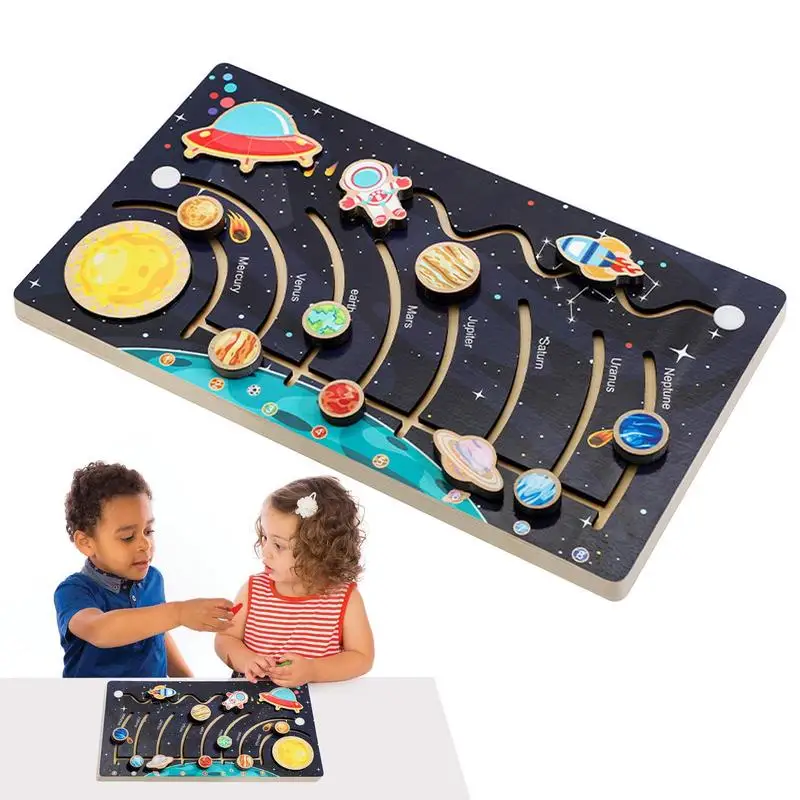 

Solar System Model Board Wooden Solar System For Kids Outer Space Themed Educational Puzzle Game Toy Set Creative Kids School