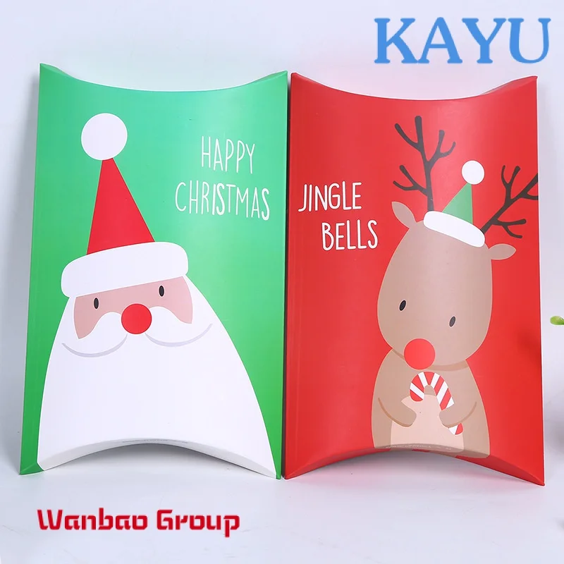 2 colors pillow style christmas packaging boxes for gifts