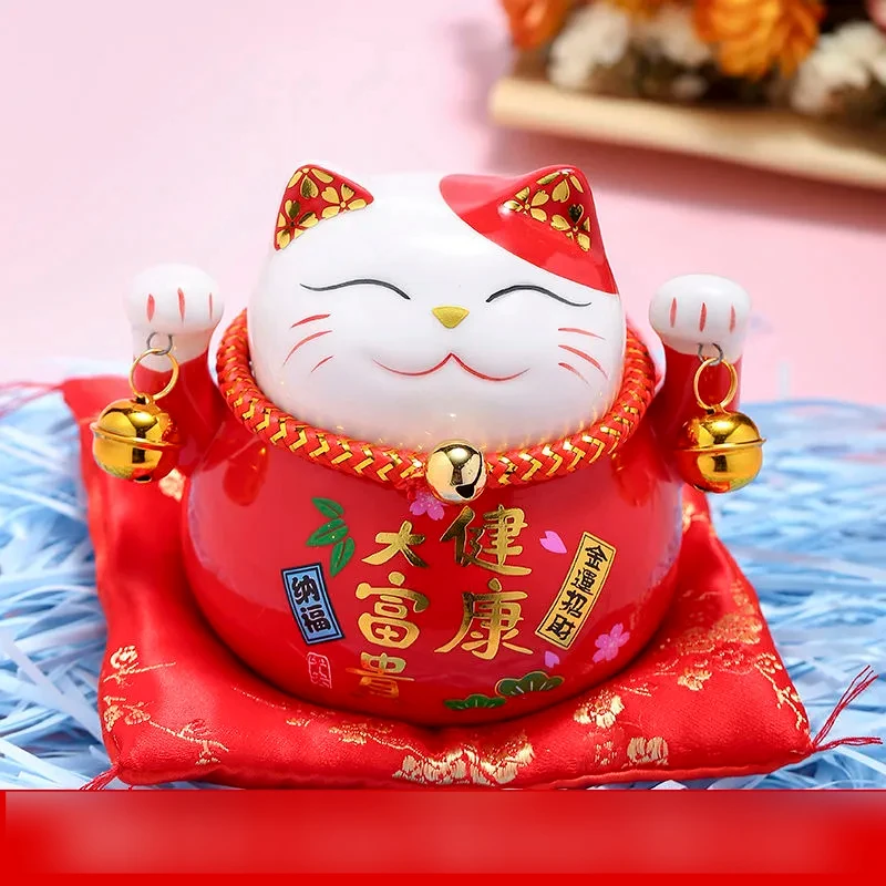 

4.5 inch Ceramic Maneki Neko Lucky Cat Money Box Fortune Colored Cat Piggy Bank Home Decoration Gift Feng Shui Ornament