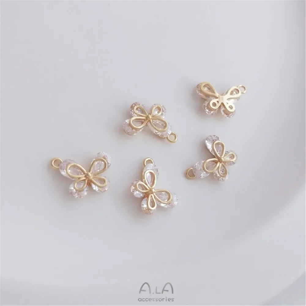 

14k Gold color preserving zircon Butterfly Pendant handmade DIY Bracelet Necklace Earring Earring Pendant handmade Pendant
