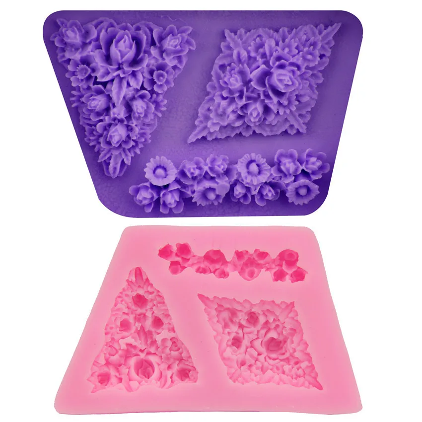 

Rose petal wreath cake mould DIY silica gel Font baking tool chocolate mould