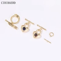14k gold plated brass metal ot buckle love heart rose flower toggle clasps diy jewelry accessories findings components connector