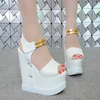2022 summer new 15cm super high heel womens shoes fashion heel lifed wedge peep toe sandals womens platform platform shoes