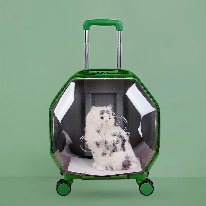 

Creative Portable Cat Bag Carrying Suitcase Pet Backpack for Cat Wheel Transparent Plastic Pets Carrier Backpack Pet Items Gift