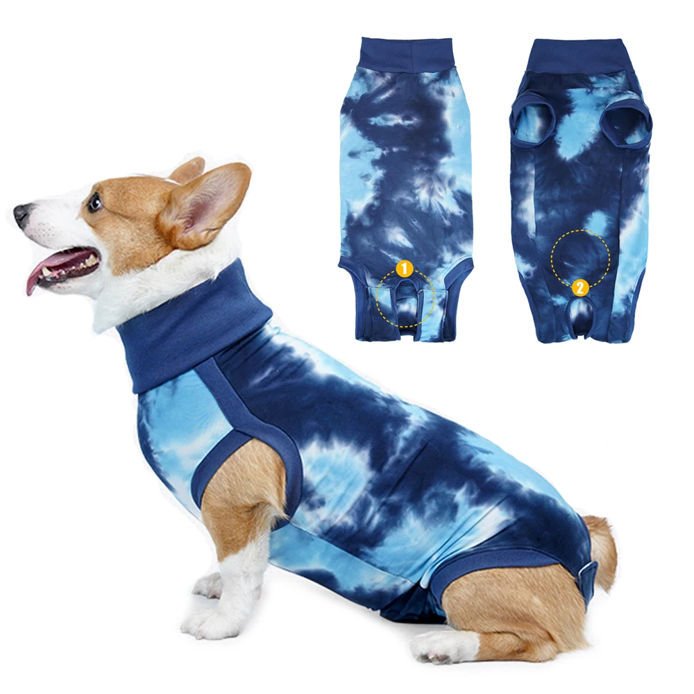 

Surgery Recovery Suit Vest For Pet Dog Tie-dyed Shirt After Abdominal Wounds Professional Dogs Prevent Bandages Licking Recovery