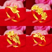 hoyon gold plated ring womens jewelry ring opening adjustable small flower ring for woman
