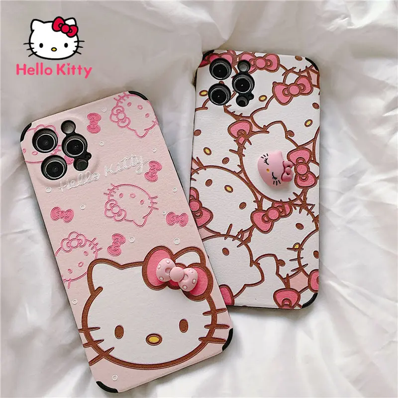 

Hello Kitty for IPhone7/8P/X/XR/XS/XSMAX/11/12Pro/12mini Pink Cartoon Cute Silicone Resistant Phone Case