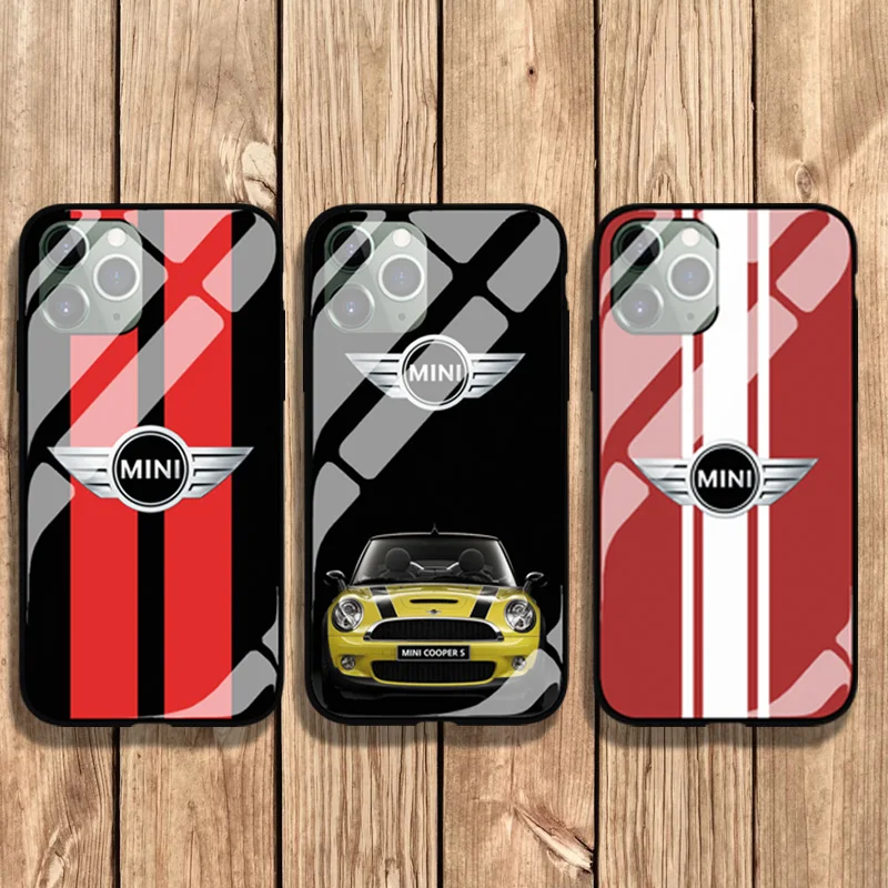 

mini car copper Tempered glass phone case For iPhone 13 12 mini 11 pro xs max X XR 5 6 7 8 S plus