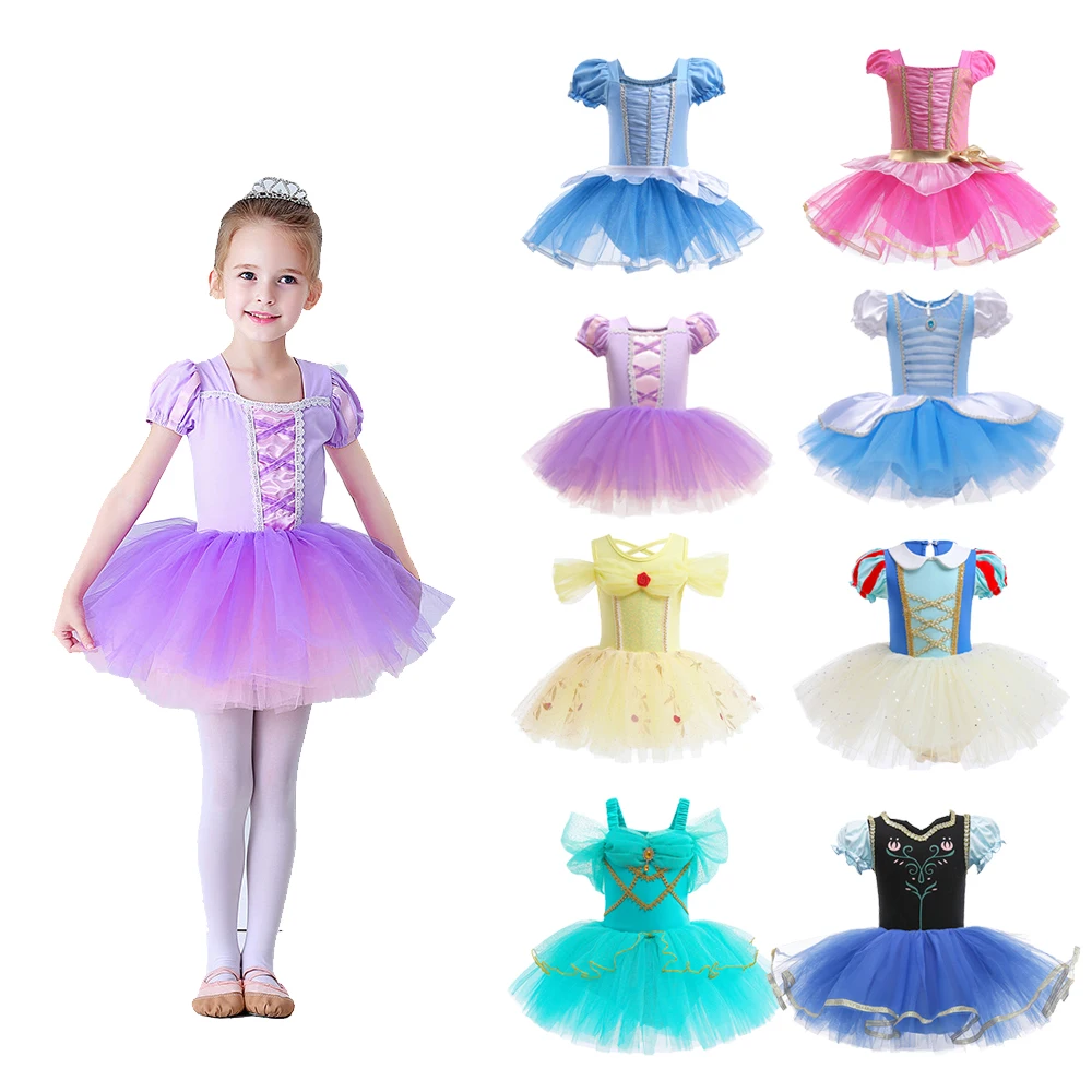 Купи Girls Ballet Leotard Tulle Skirts Uniforms Leotards Dance Suits Children's Princess Dress Kids Short Sleeve Ballet Bodysuits за 1,265 рублей в магазине AliExpress
