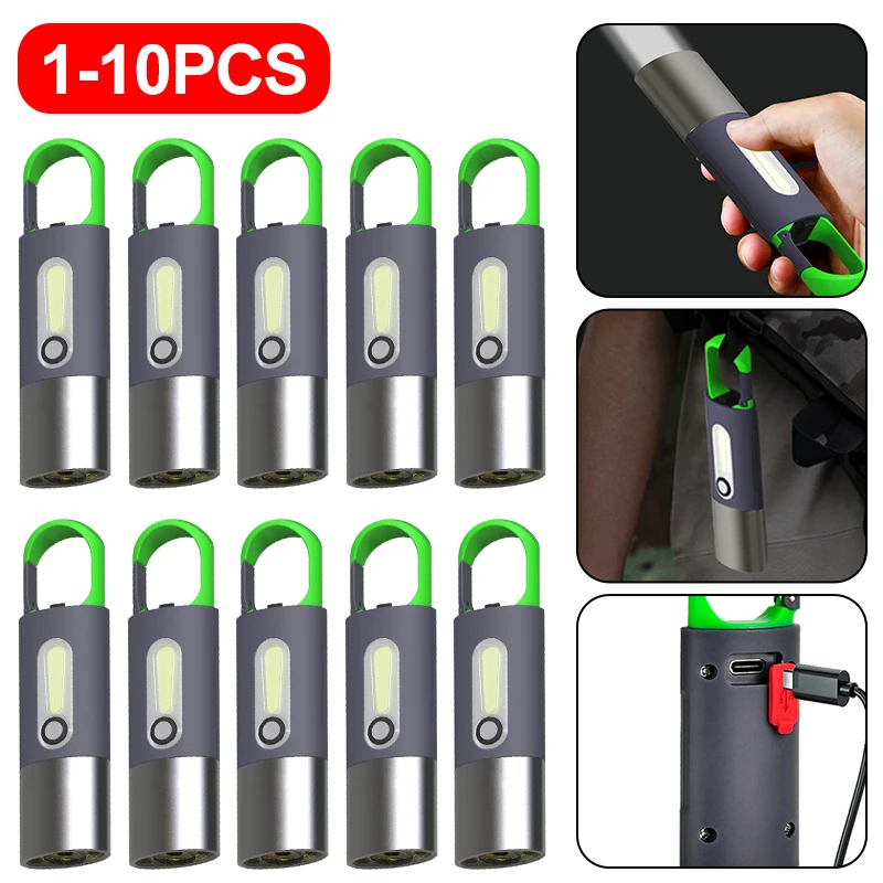 

1-10 шт. высокомощсветильник светодиодный брелок для ключей, аварийная Водонепроницаемая вссветильник шка, перезаряжаемая сигнальная многофункциональная для пеших прогулок, походов, альпинизма