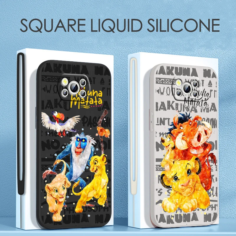 

Disney Lion king Cute For Xiaomi POCO X4 M5S F4 M4 X3 F3 M3 C3 F2 X2 F1 Pro GT NFC 4G 5G Liquid Rope Phone Case