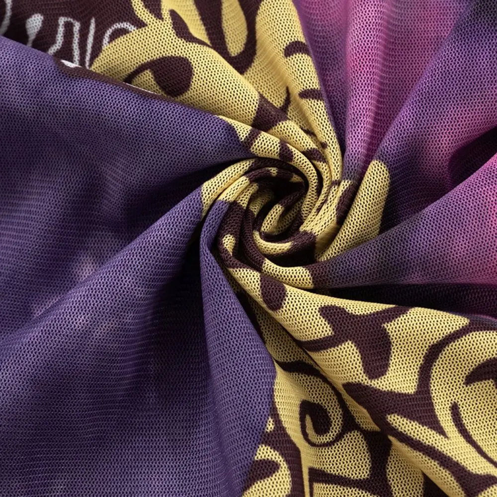 Модный фиолетовый топ с открытыми плечами расклешенные рукава лоскутный