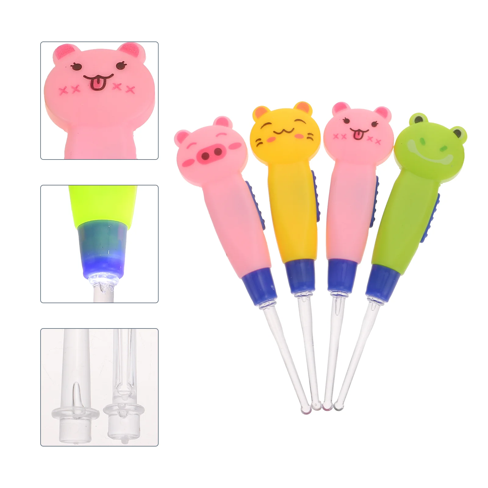 

4pcs Ear Wax Removal Tool for Cartoon LED Light Ear Scoop Children Earpick Ear Cleaner with Replacement Spoon for Kids Ear