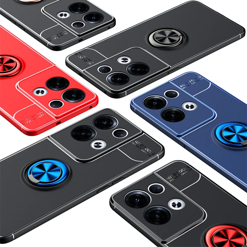 For Reno 8 Pro Case Cover For OPPO Reno 8 Pro Plus Lite Capas Bumper TPU Soft Ring Magnetic Holder For Cover Reno 8 Pro Fundas