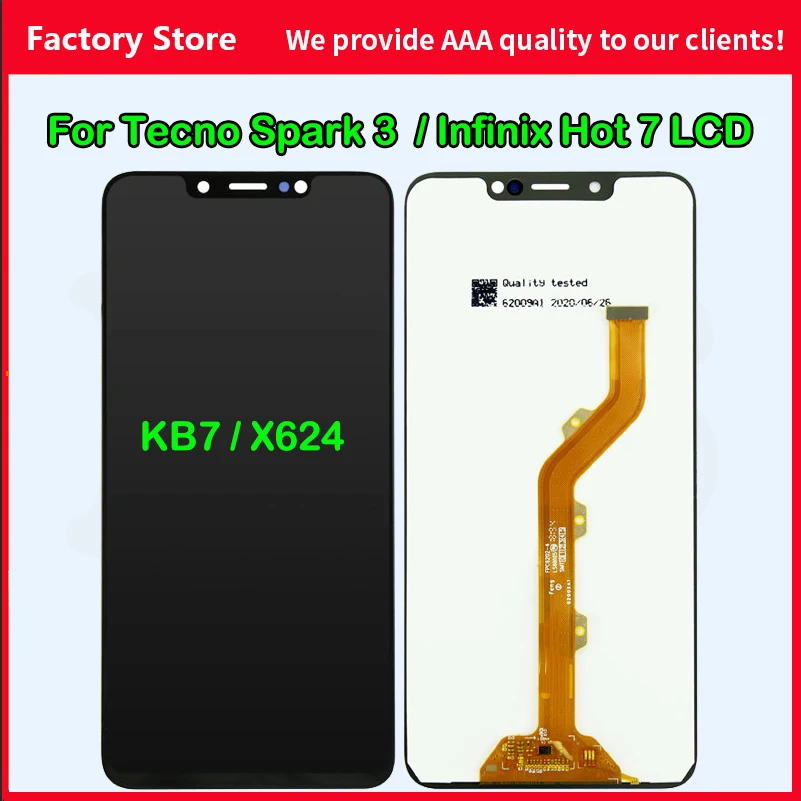 Оригинальный ЖК-дисплей для Infinix Hot 7 X624 дисплей кодирующий преобразователь сенсорного экрана в сборе запасные части для Tecno Spark 3 KB7 LCD