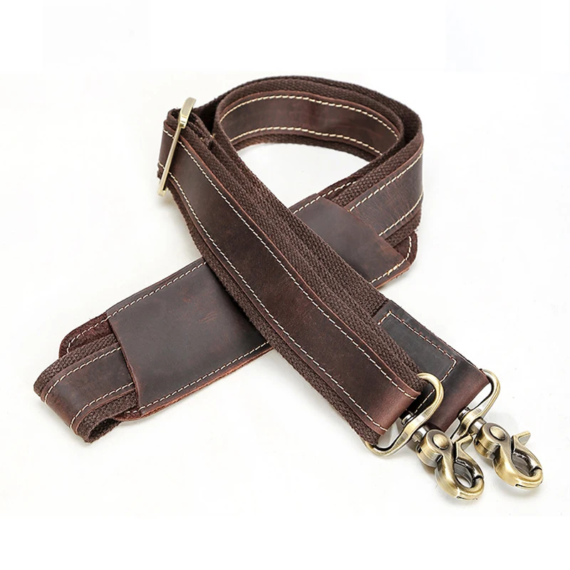 Vintage Crazy Horse Leather Shoulder Strap High Quality Genuine Leather Straps For Travel Bag Briefcase Bag strap for Handbags