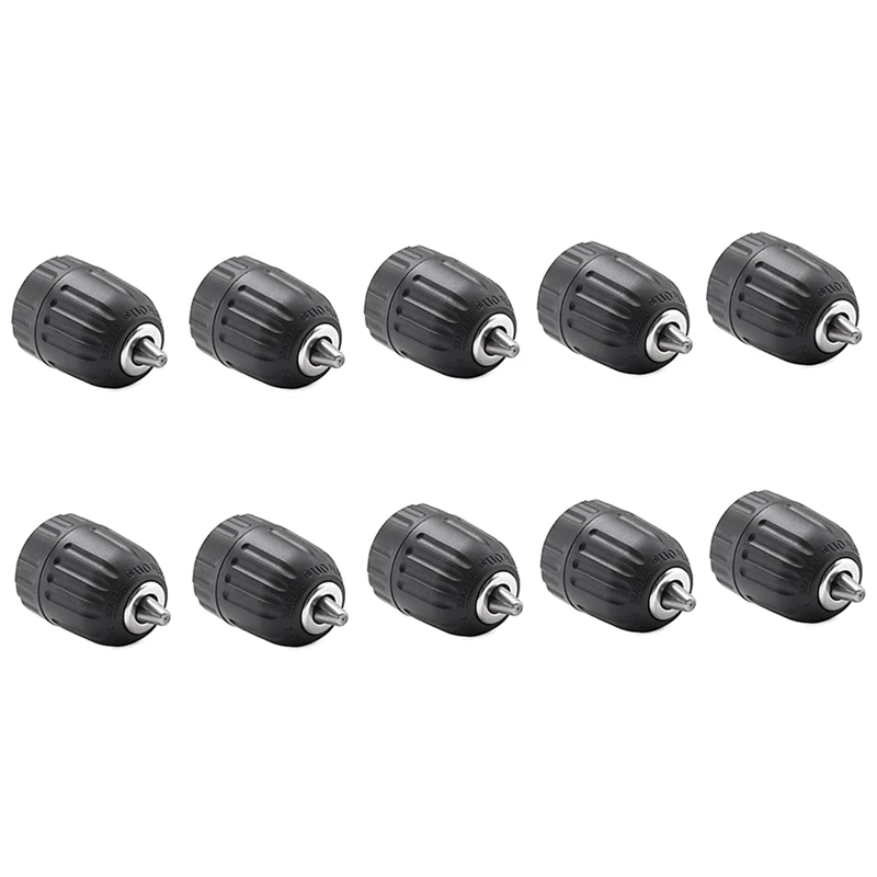 

10 Pcs 3/8In Keyless Drill Chuck, Air/Electric/Cordless 1/32-3/8In 24 UNF 0.8-10Mm Quick, Drill Bit Screwdriver Adapter