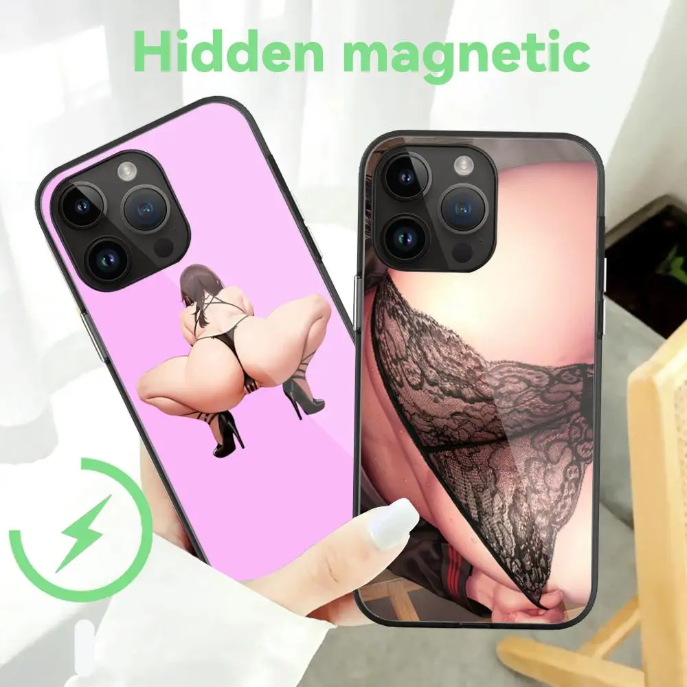 Hentai пышный чехол для телефона девочек iPhone 15 Pro Max 14 13 12 11 Mini Plus скрытые магнитные