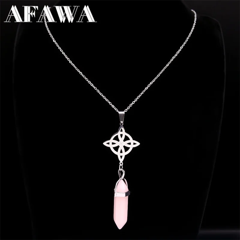 

Wicca Celtic Knot Noctilucent Glowing Necklace Stainless Steel Glowing in Dark Bullet Stone Necklaces Talisman Jewelry chaine